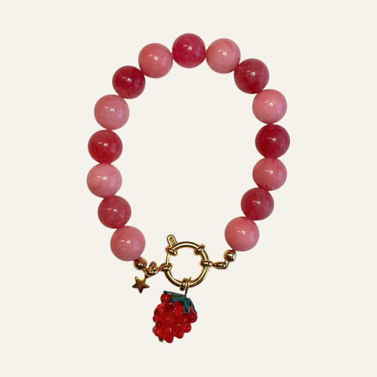 Handmade mixed pink gemstone bracelet with 18K gold-plated details romantic jewelry Amsterdam